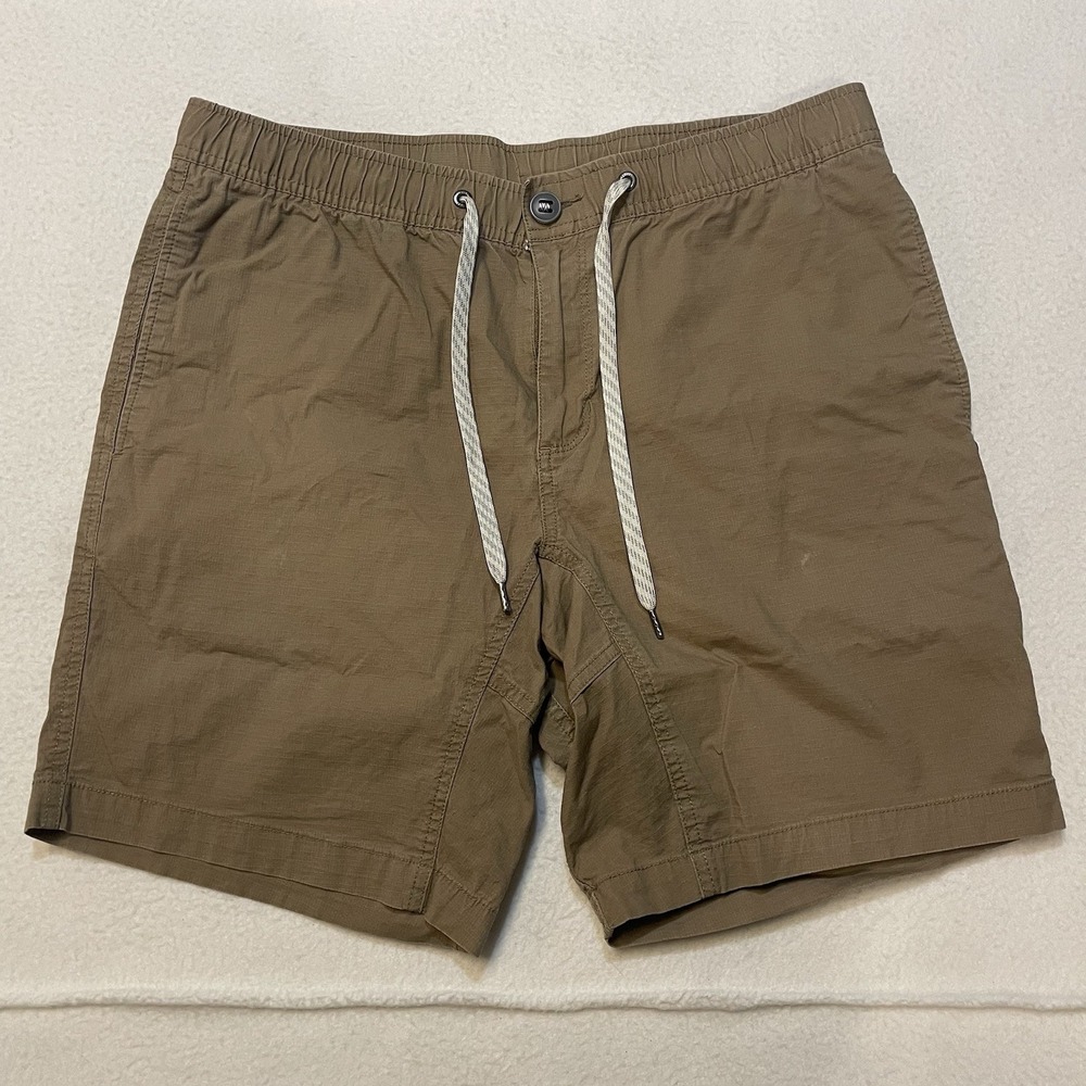 Vuori Shorts Mens Size M Ripstop Climber Brown Zipper Drawstring V370 Hiking